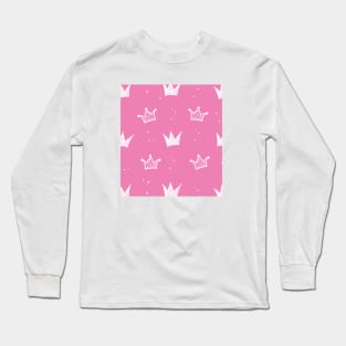 Doodle simple white princess crown Long Sleeve T-Shirt